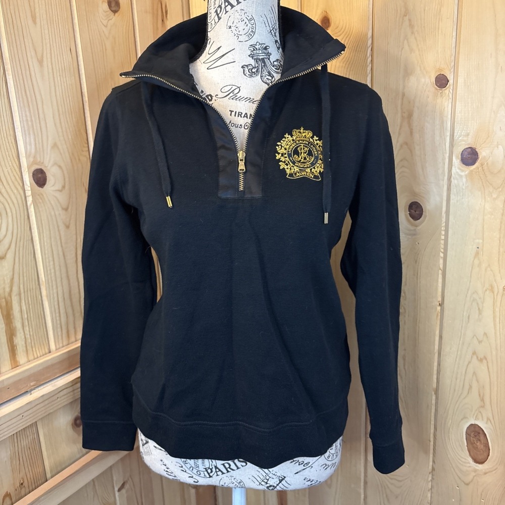 Vintage Lauren Ralph Lauren Petites Y2K Insignia Crest 1/4 Zip Medium Collegiate
